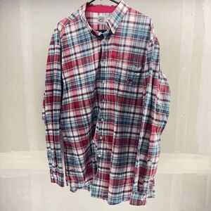 Cinch Shirt Mens XXL Blue Red Plaid Flannel Western Work Button Down Pocket Logo